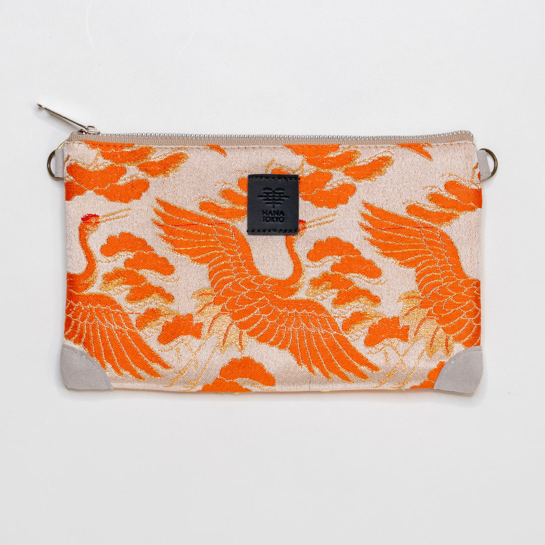 【HANA TOKYO】ポーチミディアム / 鶴オレンジ