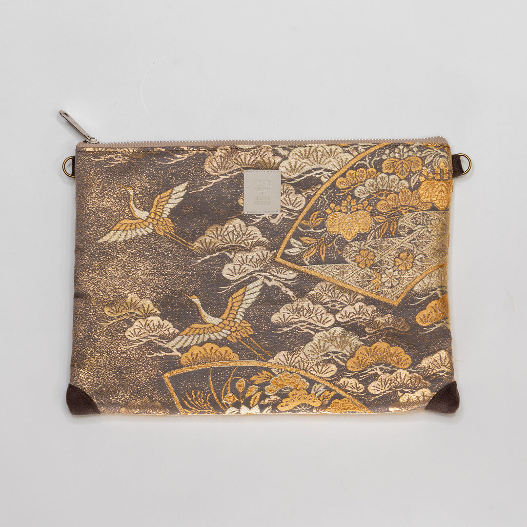 【HANA TOKYO】ポーチラージ / 鶴と松・ブラウン