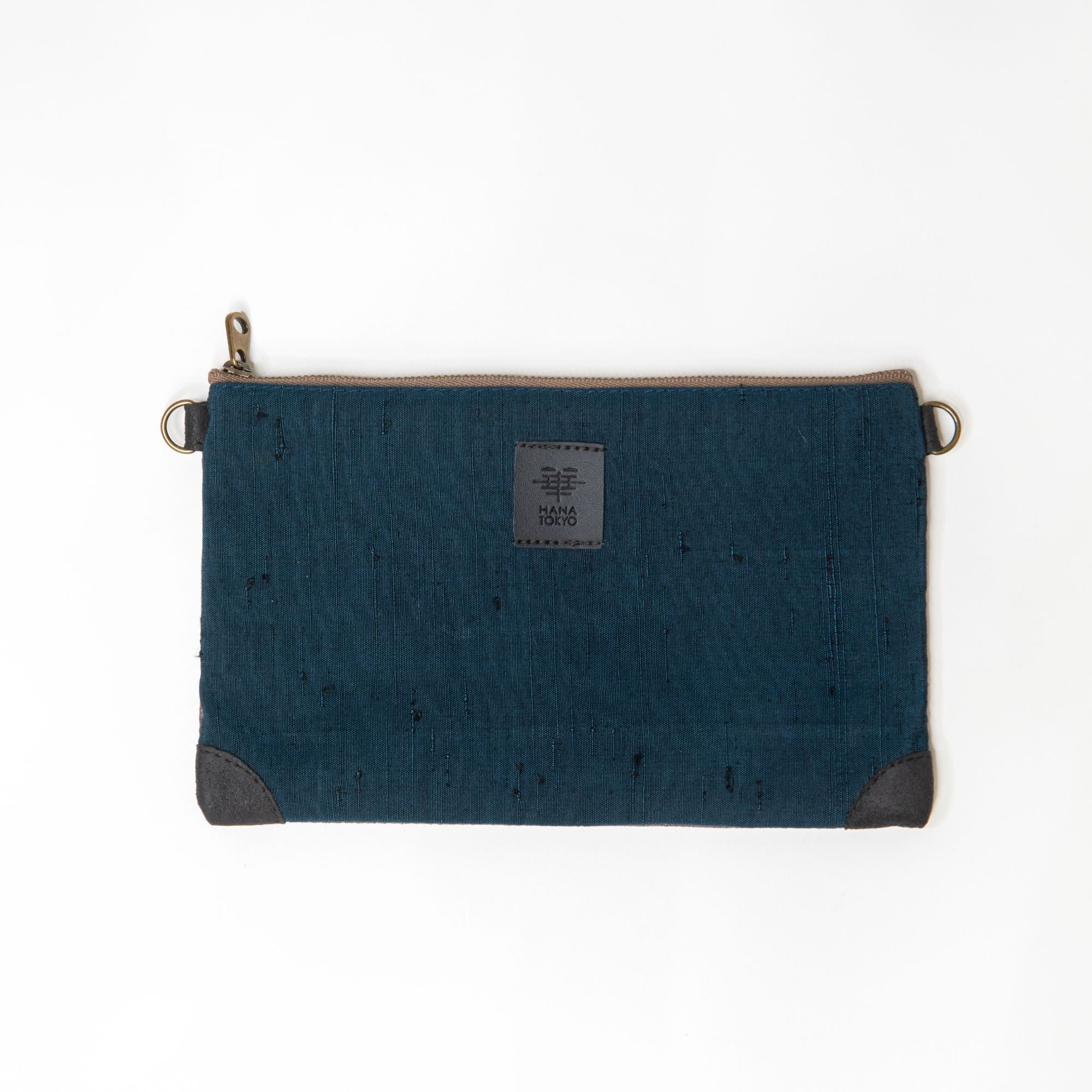 【HANA TOKYO】着物ポーチ 紬ブルー無地