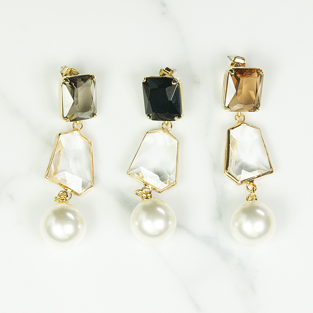 Ball eve (pierced earrings) black / brown / gray