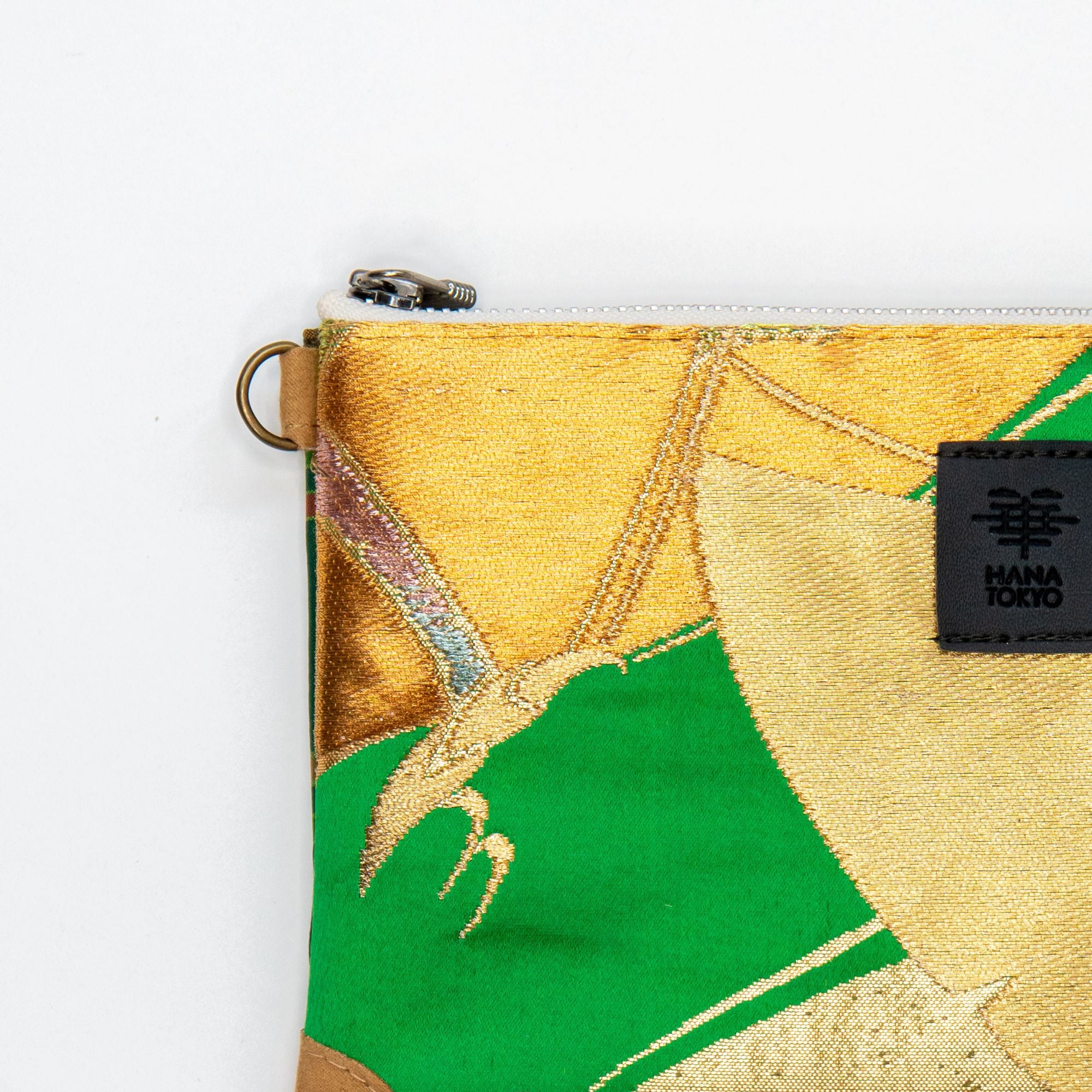 【HANA TOKYO】ポーチミディアム / 蝶ゴールド×グリーン