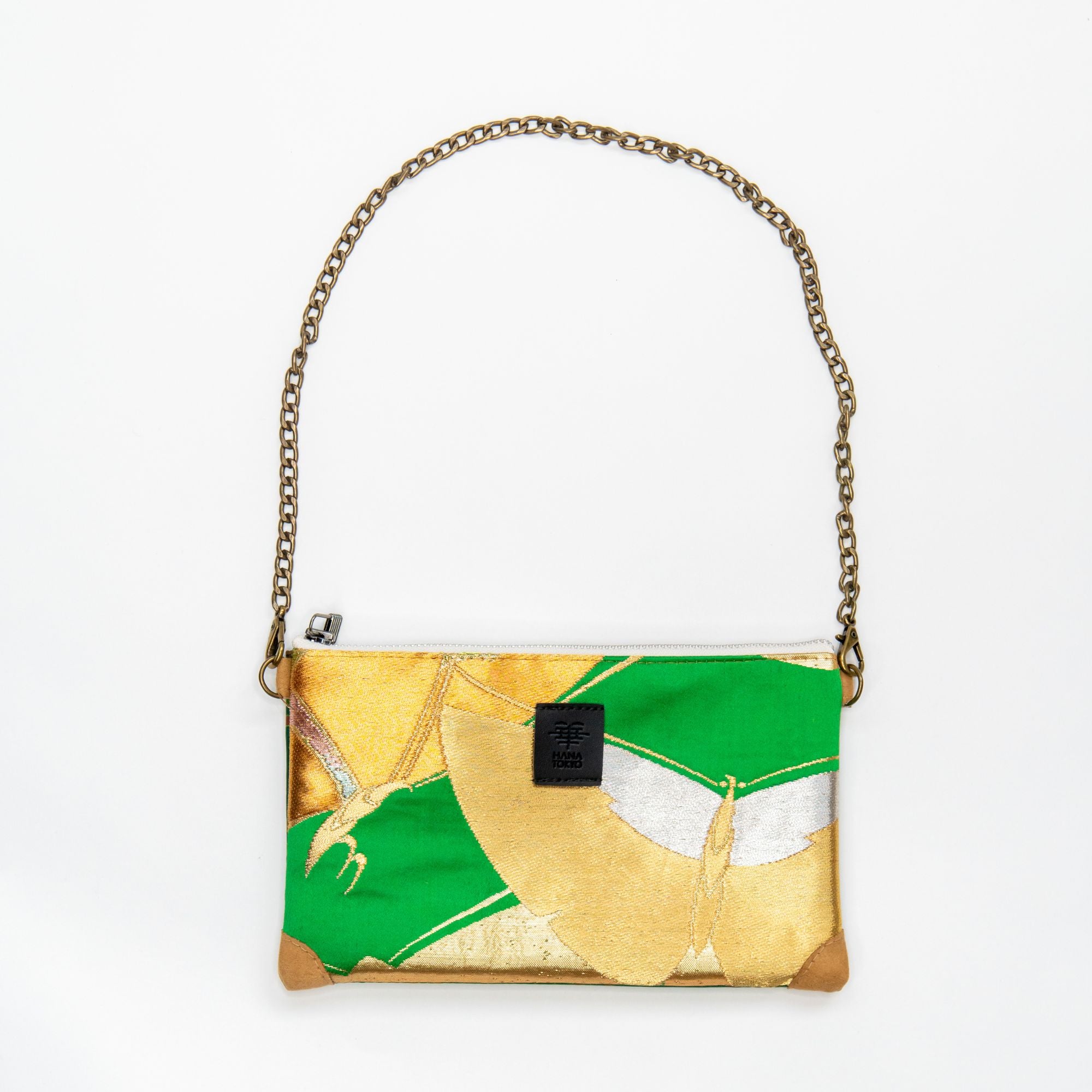 【HANA TOKYO】ポーチミディアム / 蝶ゴールド×グリーン