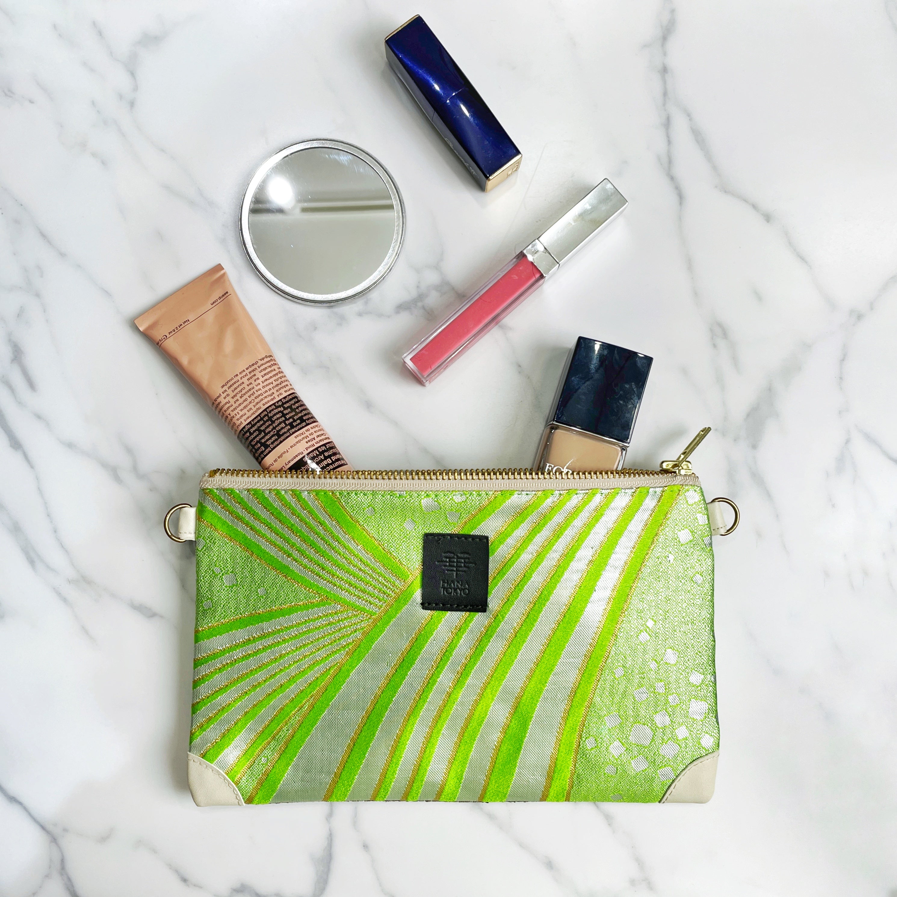 【HANA TOKYO】帯ポーチ ライトグリーン波