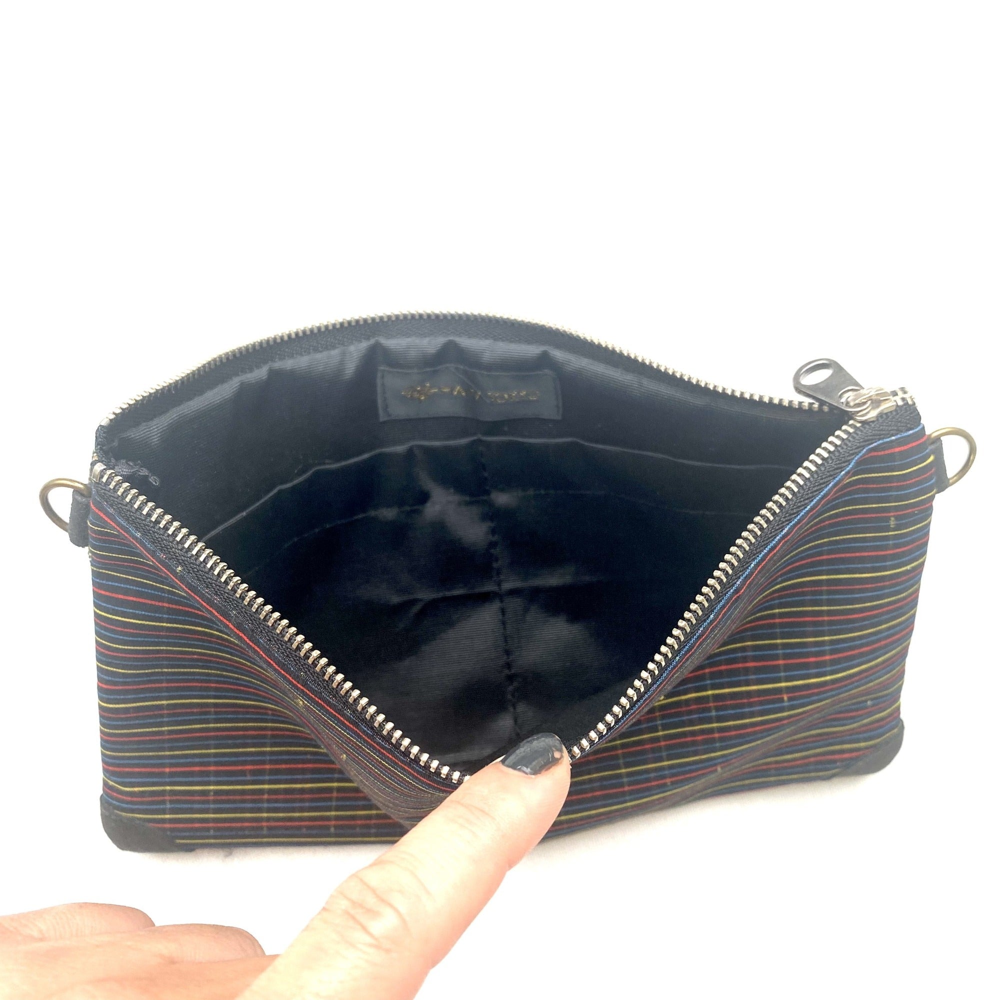 【HANA TOKYO】着物ポーチ ブラック格子1