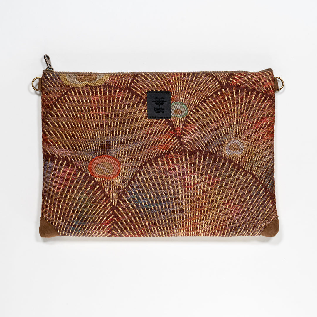 [HANA TOKYO] 大号收纳袋 - 孔雀羽毛棕色