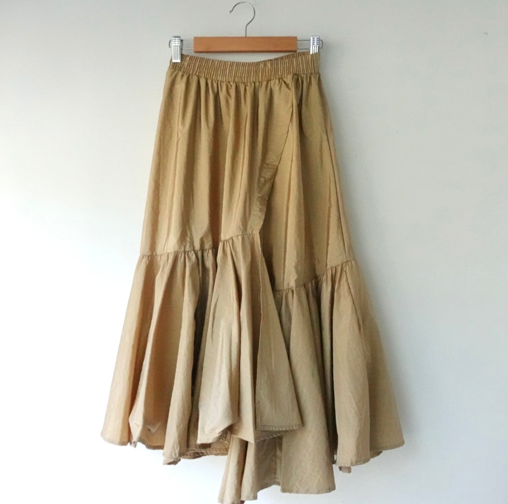 【KILYEDNA select】2段フレアスカート beige/black