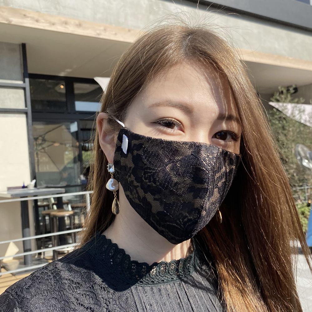 Comfortable to wear all season [Beauty mask] [2 types of lace rose] Black / White
